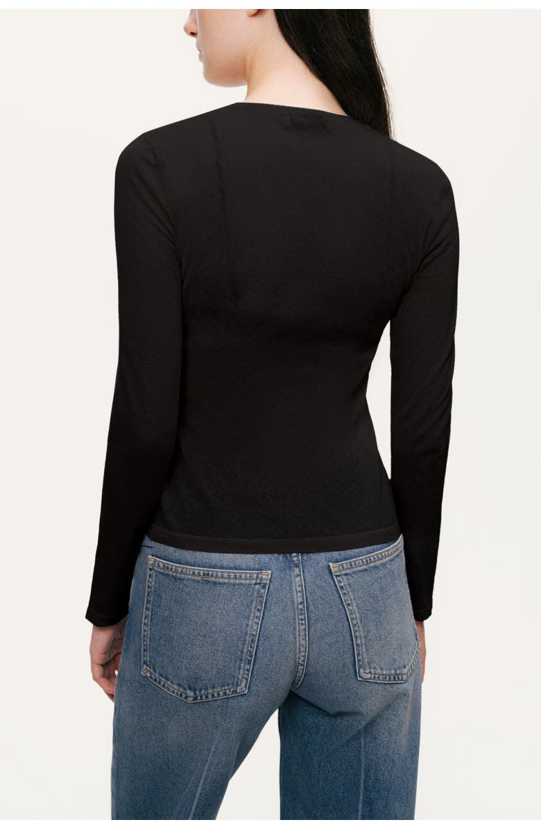 Nocturne Sheer Crew-Neck Mesh Top, Alternate, color, Black