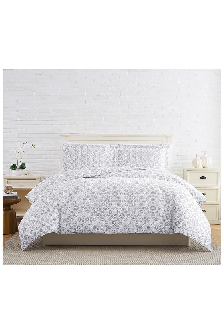 Premium Collection 300 Thread-Count Long Staple Cotton Oversized Duvet Cover Set, Alternate, color, AZTEC DREAMS GREY