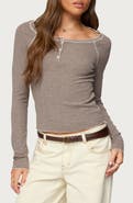 EDIKTED Ensley Contrast Stitch Henley Top