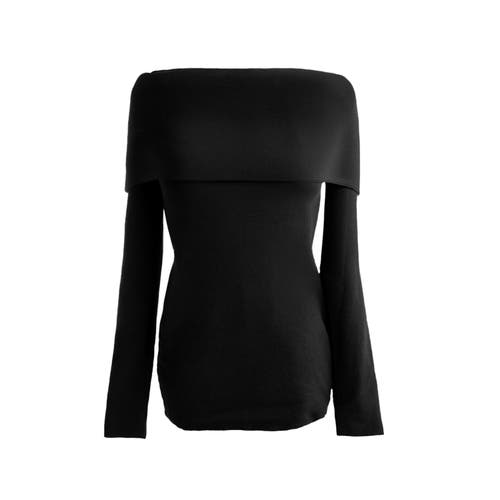 Ats Sia Off Shoulder Knit Top In Black