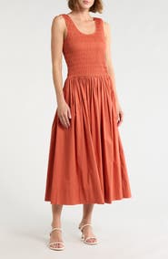 Current/Elliott Sleeveless Smocked Sundress
