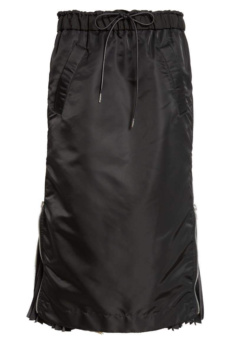 Insulated Nylon Twill Midi Skirt, Alternate, color, BLACK 001