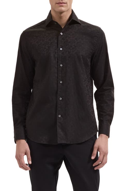 Alvin Shaped Fit Jacquard Button-Up Shirt