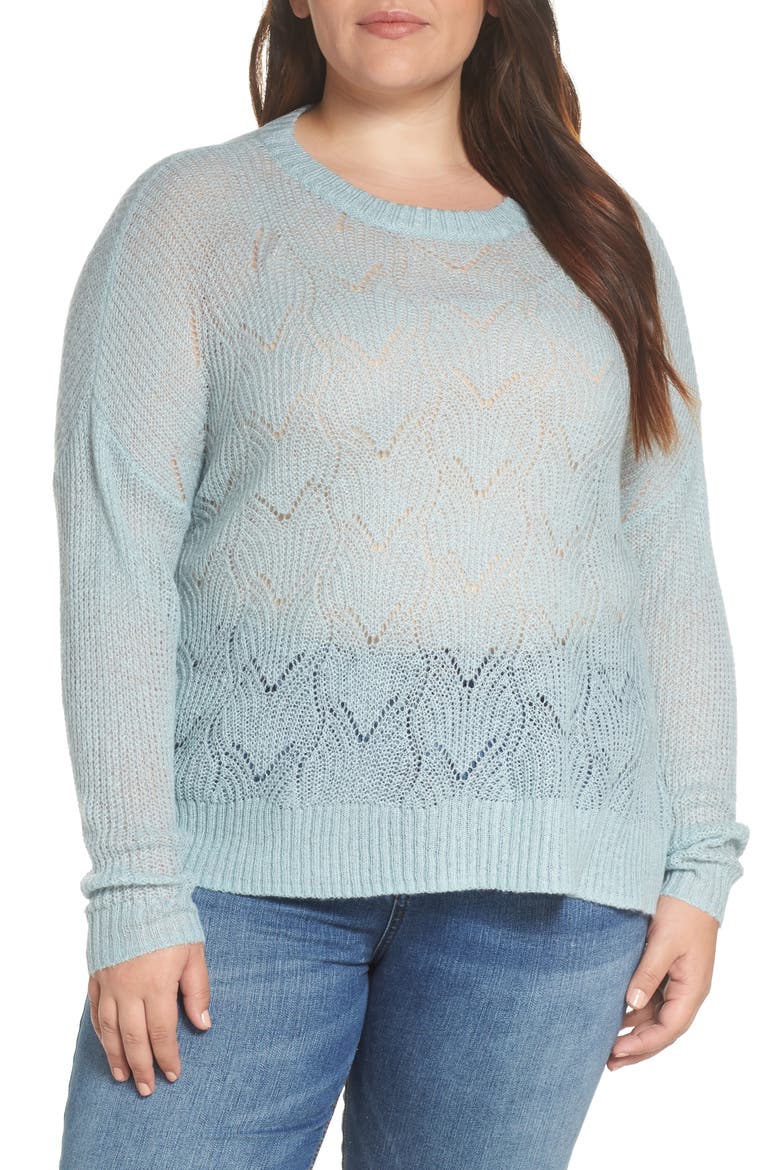 Pointelle Stitch Sweater, Alternate, color, BLUE CLOUD
