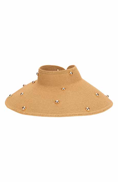 Bead Accent Packable Wide Brim Visor