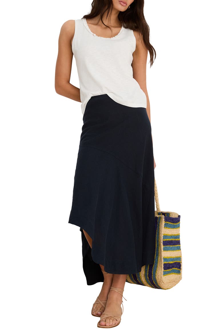 Long Engagement Rumba Linen Blend Skirt, Alternate, color, DARK INDIGO
