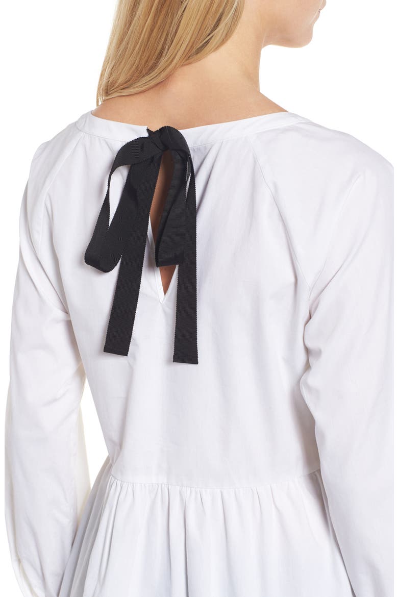 Tie Back Poplin Tunic, Alternate, color, WHITE