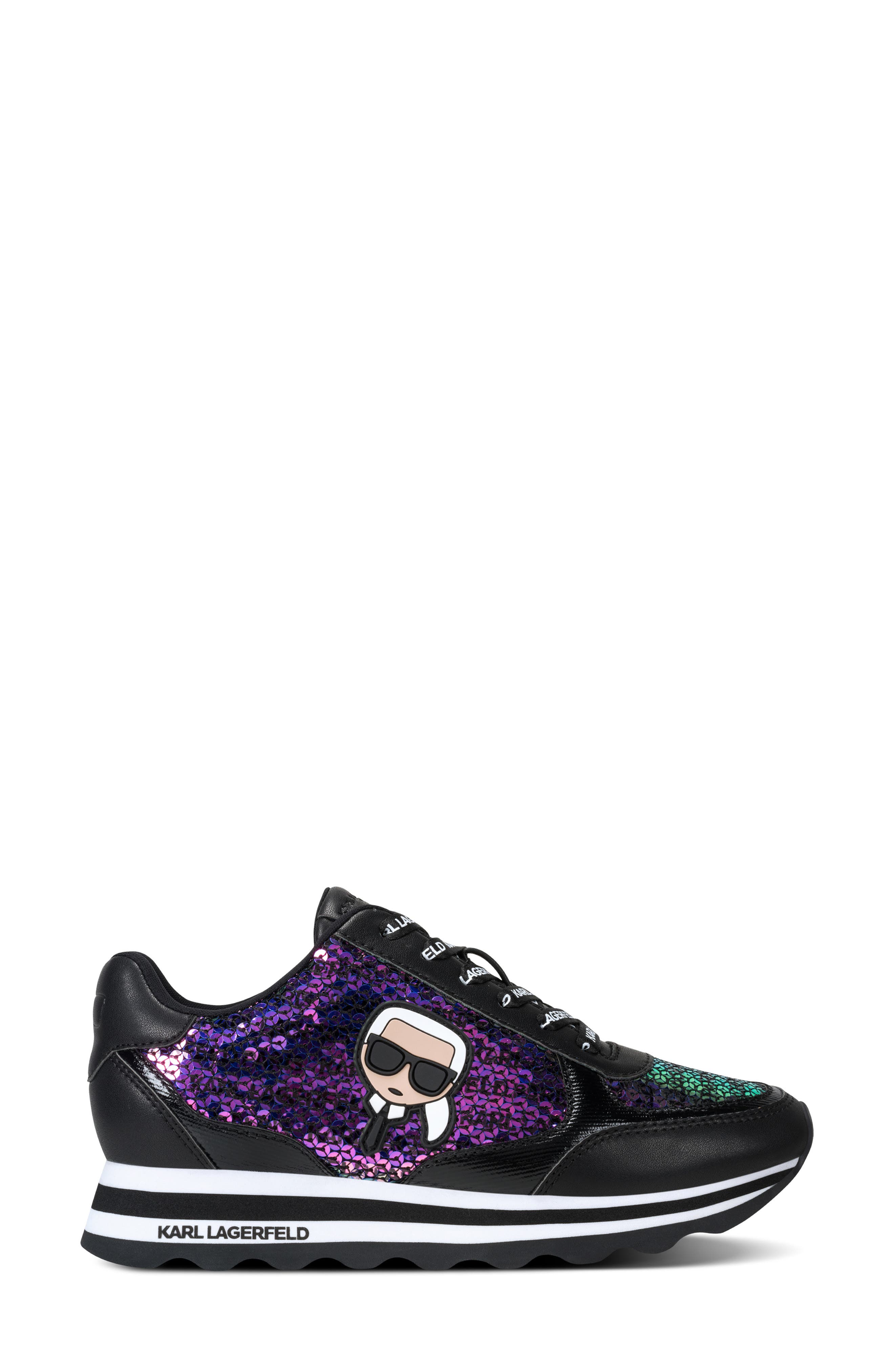 KARL LAGERFELD PARIS Meade Platform Sneaker, Alternate, color, Multi/ Black