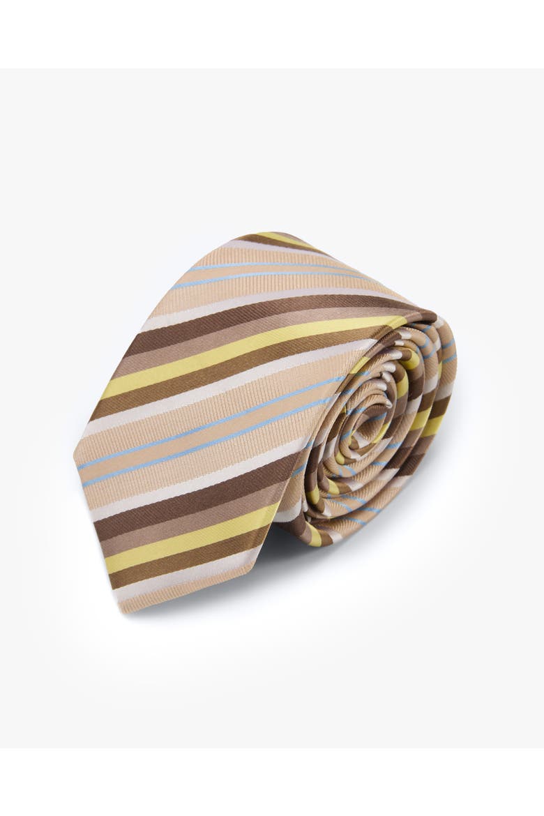 Balanced Striped Silk Jacquard Tie, Main, color, Camel