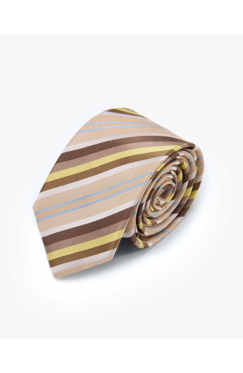 Knottery & Co Balanced Striped Silk Jacquard Tie, Main, color, Camel