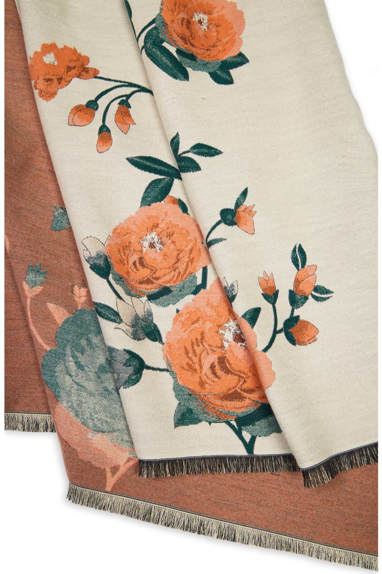 Orange Bloom Reversible Print Scarf, Alternate, color, IVORY MULTI