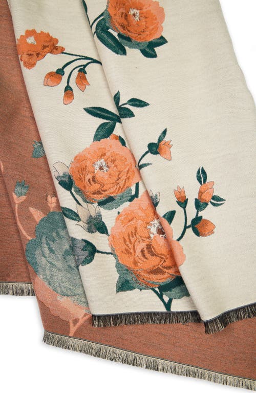 Saachi Orange Bloom Reversible Print Scarf In Multi