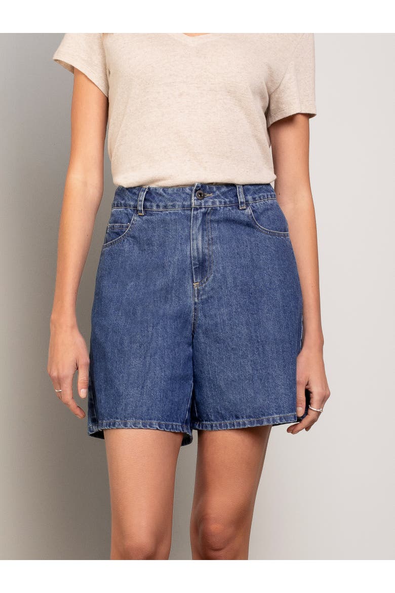 Denim Shorts, Main, color, INDIGO MID WASH