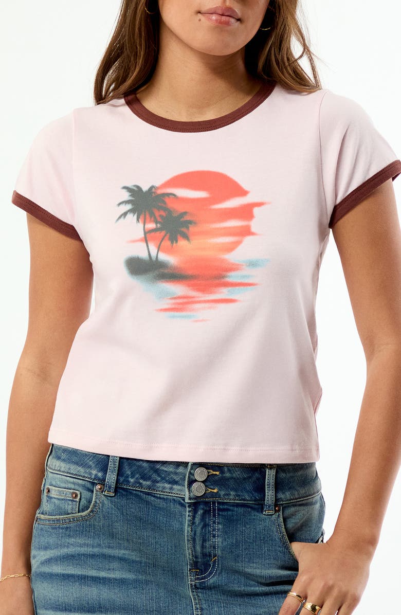 PacSun Sunset Skimmer Ringer Graphic T-Shirt, Alternate, color, Pink