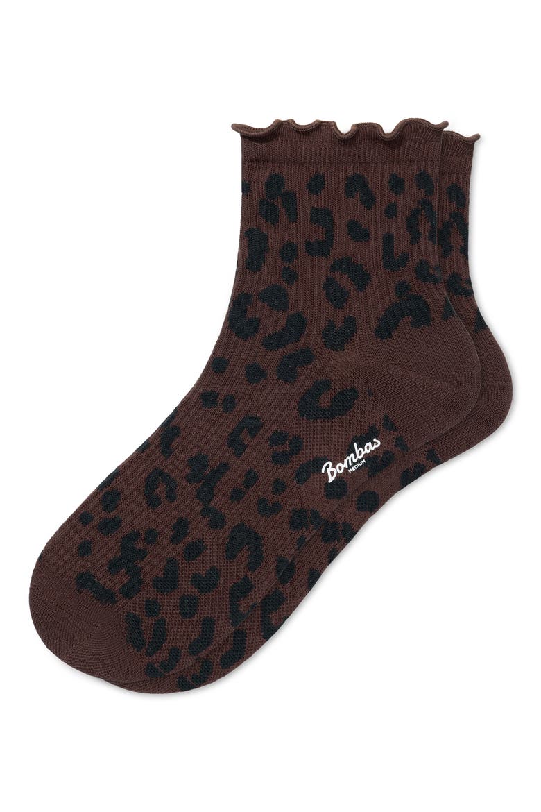 Solid Leopard Print Quarter Socks, Alternate, color, LEOPARD