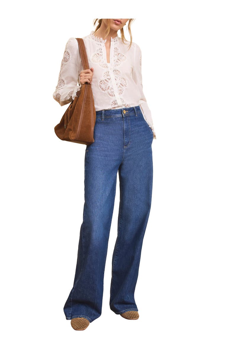 MINT VELVET Cotton Embroidered Blouse, Alternate, color, Ivory