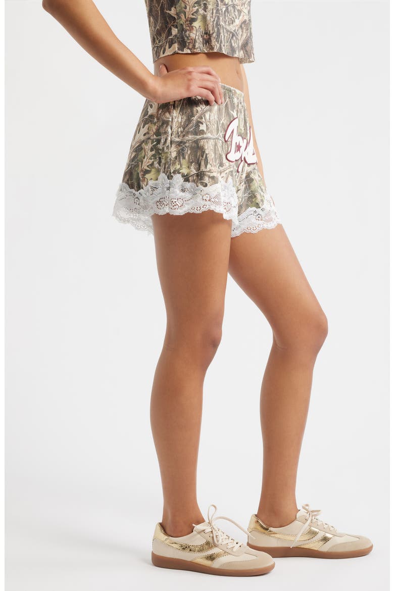 Starlight Camo Lace Trim Shorts, Alternate, color, MULTI
