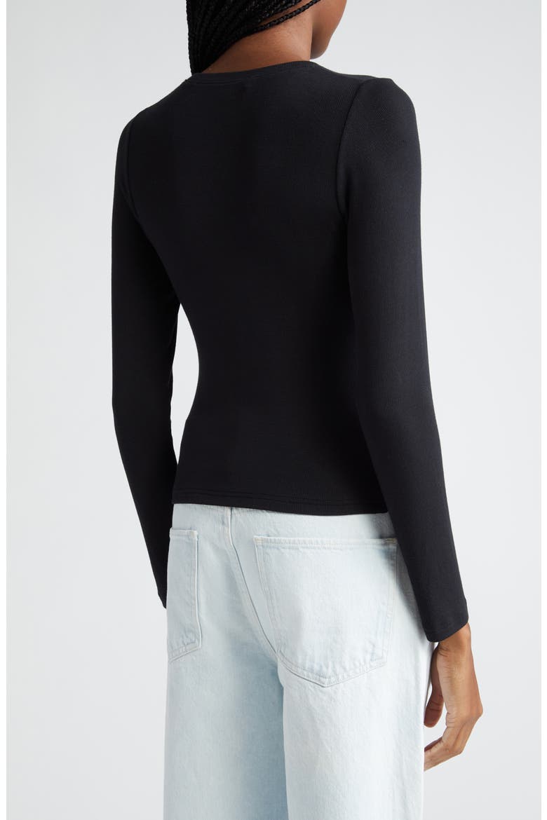 The Rib Long Sleeve Top, Alternate, color, BLACK