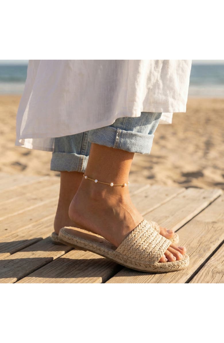 Bliss Diamond Max Anklet 9.5"18k Gold Plated 5mm Freshwater Pearls Lobster Clasp, Alternate, color, 18K Yellow Gold