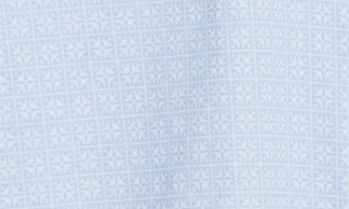 Johnston & Murphy Airplane Print Short Sleeve Cotton Blend Button-down Shirt In Lt Blue