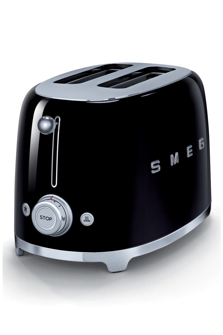 50s Retro Style Two-Slice Toaster, Alternate, color, BLACK