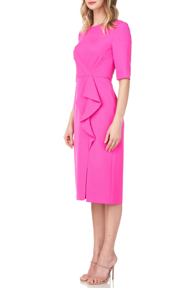 Kay Unger Ruffle Detail Sheath Cocktail Dress, Alternate, color, 