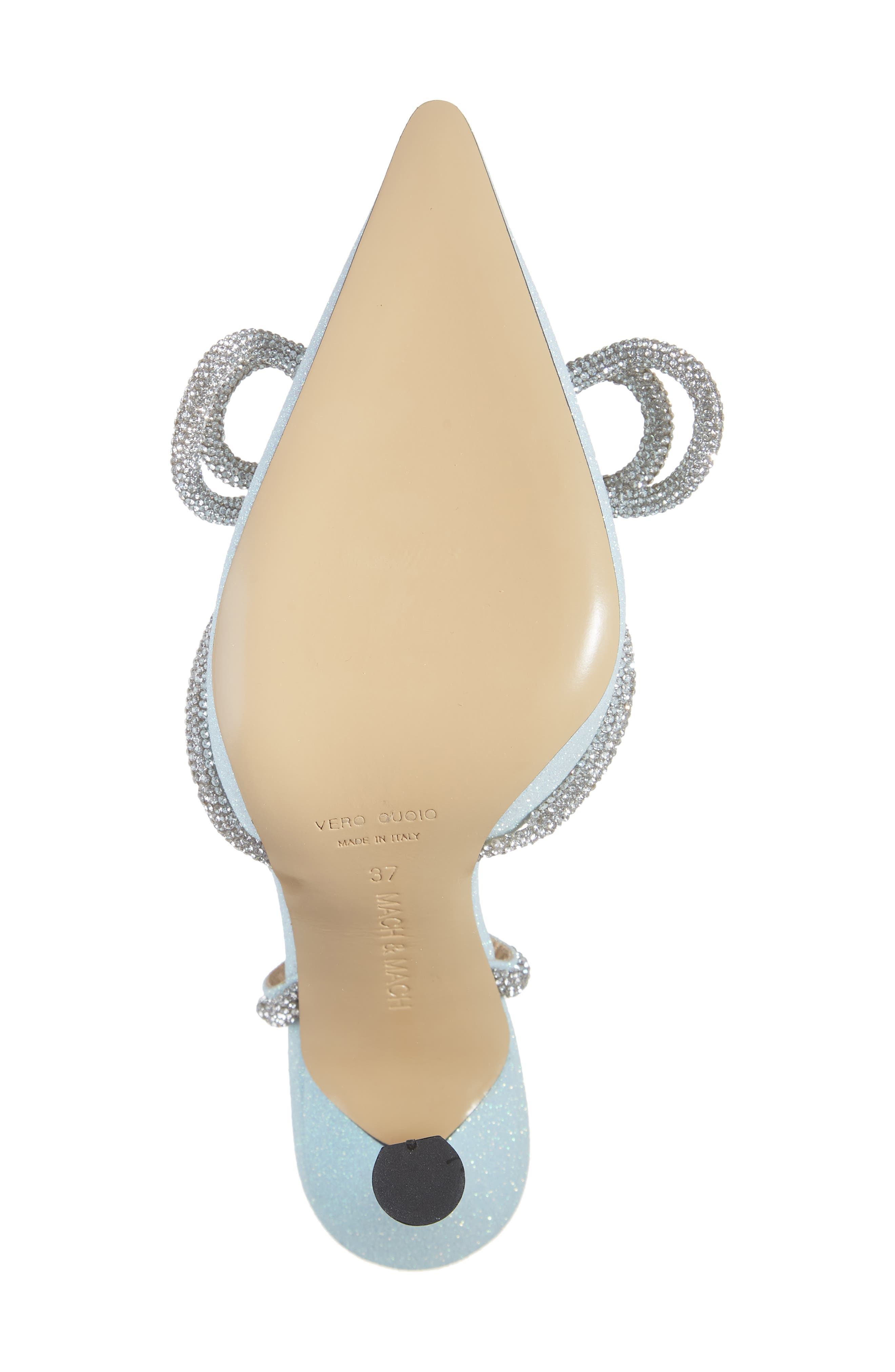 Mach & Mach Glitter Double Crystal Bow Pointed Toe Pump, Alternate, color, 
