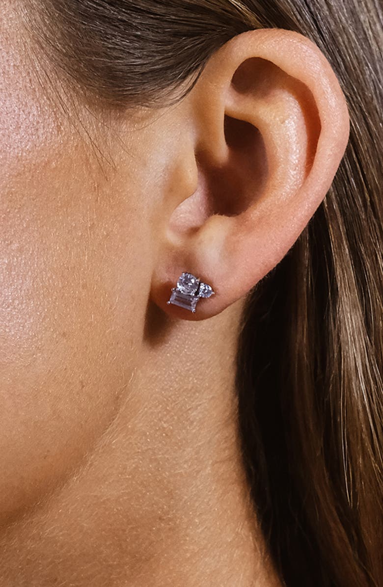 Sterling Forever Cluster Stud Earrings, Alternate, color, Silver