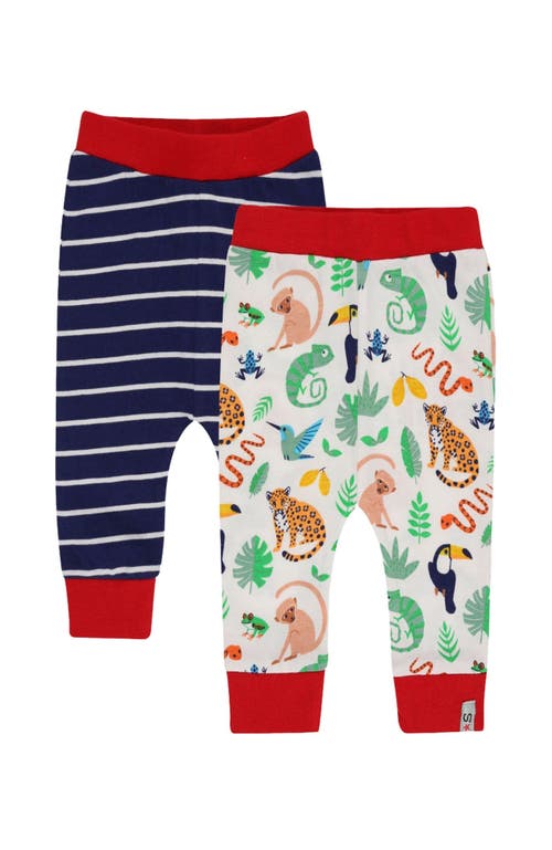 Lilly + Sid Organic Cotton Animal Safari And Stripe Print Leggings - 2 Pack in Multi  product
