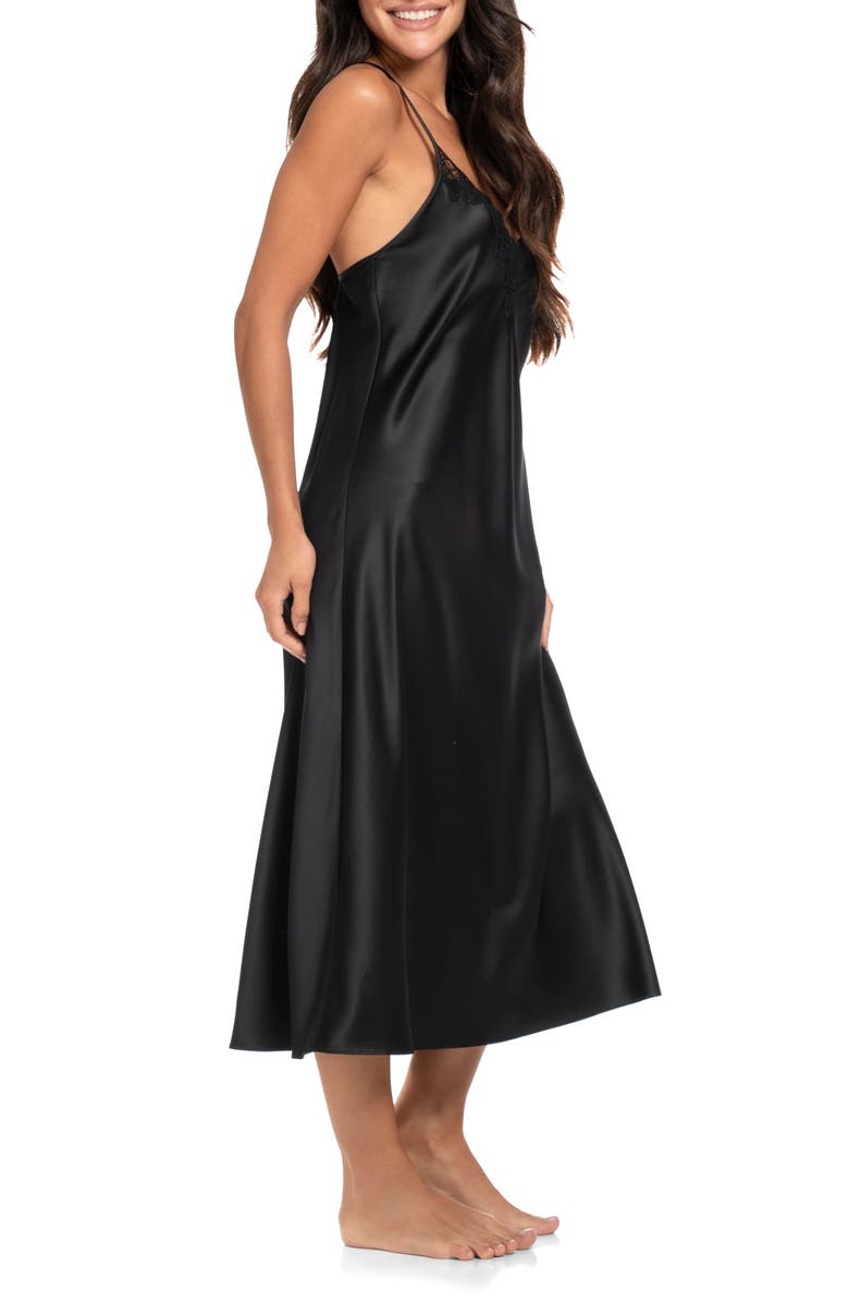 In Bloom by Jonquil Lace Trim Stretch Satin Nightgown, Alternate, color, 