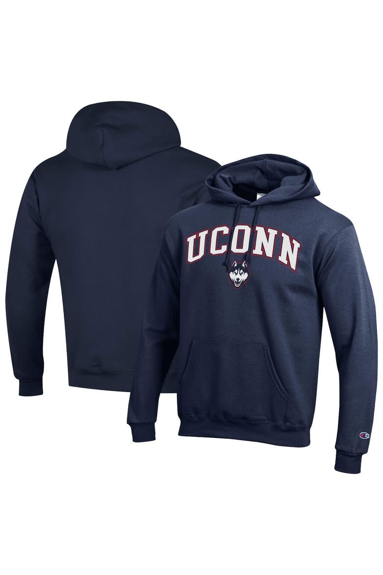 Men's Champion  Navy UConn Huskies Arched Logo Fleece Pullover Hoodie, Alternate, color, Navy