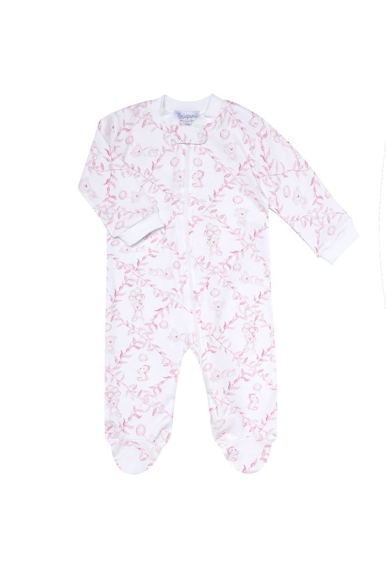 Pink Bears Trellace Zipper Footie - Baby, Main, color, Pink