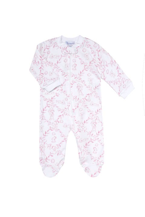 Pink Bears Trellace Zipper Footie - Baby