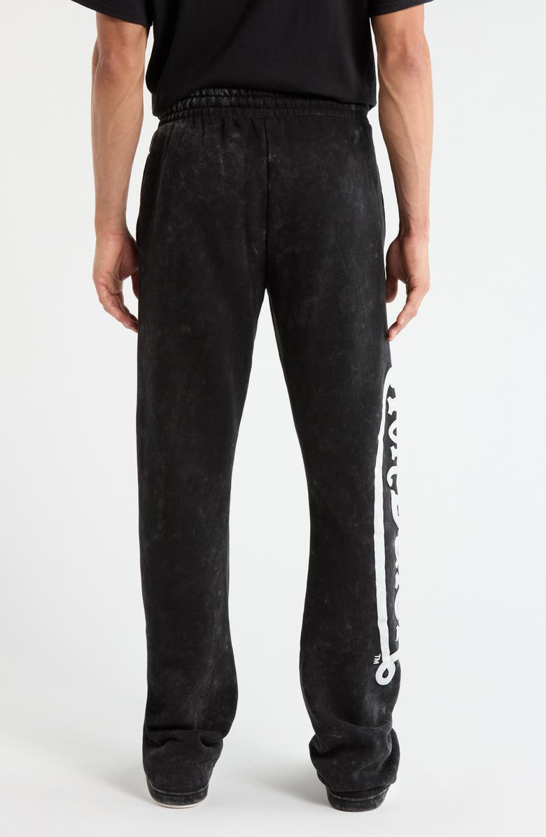 Von Dutch Studded Mineral Wash Fleece Drawstring Pants, Alternate, color, Jet Black Bleach Wash