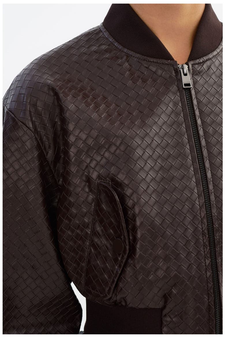 Evelin W | Cropped Woven Bomber Jacket, Alternate, color, Dark Brown