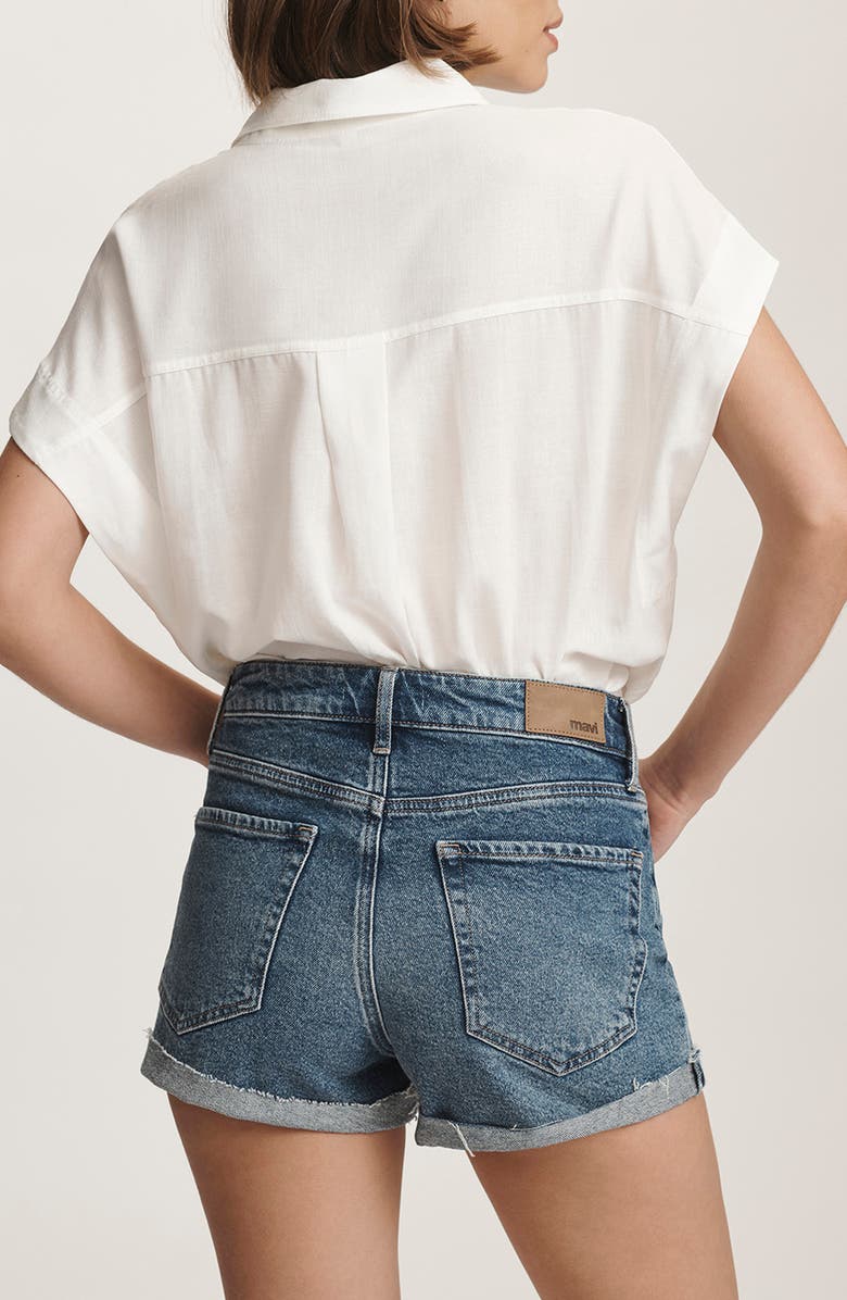 Mavi Jeans Short Sleeve Button-Up Top, Alternate, color, Antique White