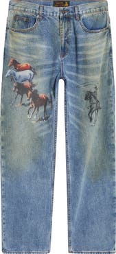 ONE OF THESE DAYS Allover Print Straight Leg Jeans