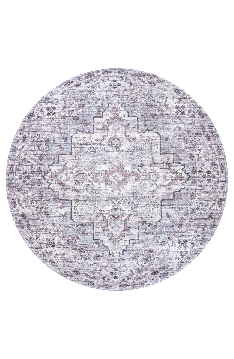 JONATHAN Y Didim Boho Medallion Machine-Washable Round Area Rug, Alternate, color, Gray/Purple