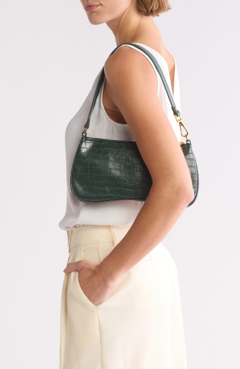 JW PEI Eva Croc Embossed Faux Leather Convertible Shoulder Bag, Alternate, color, Dark Green Croc