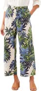 Karen Kane Floral Print Stretch Cotton Drawstring Wide Leg Pants