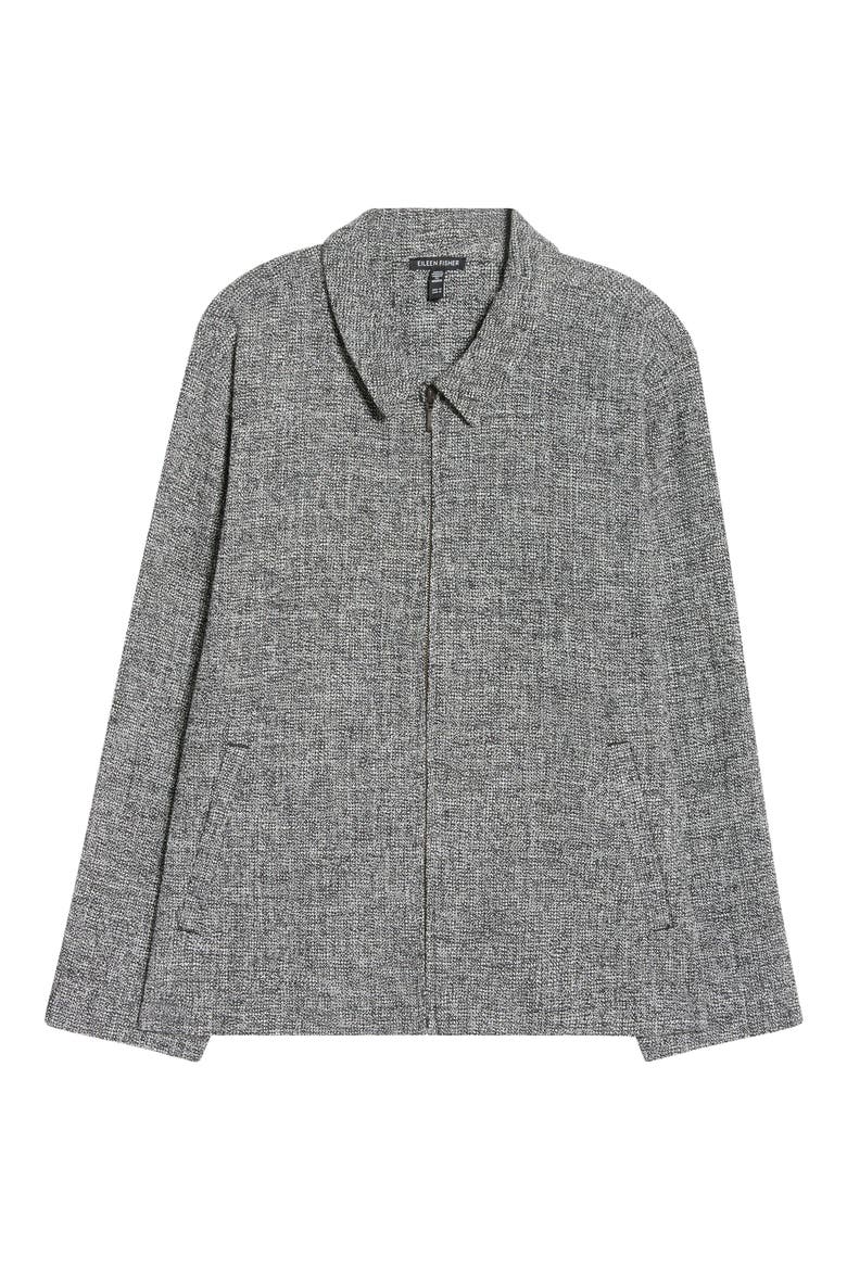 Classic Collar Stretch Organic Cotton Zip Jacket, Alternate, color, BLACK/ WHITE