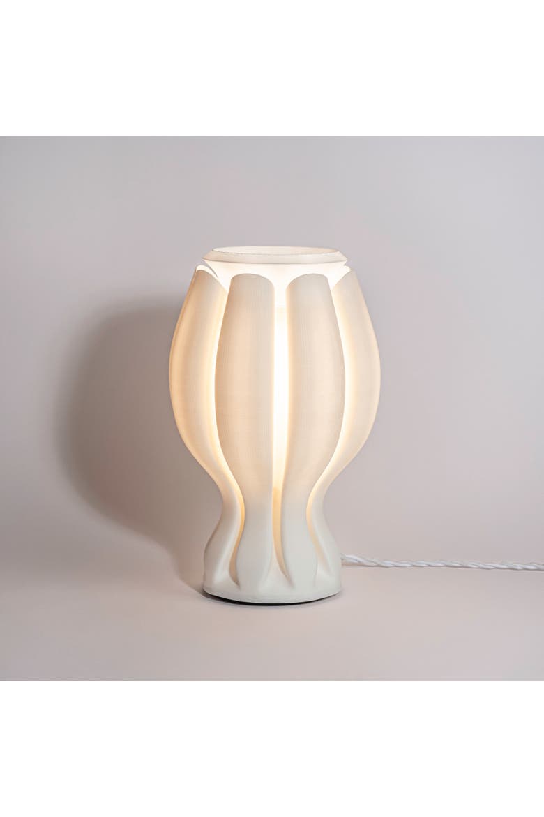 Flower 13" Tropical Coastal Plant-Based PLA 3D Printed Dimmable LED Table Lamp, Alternate, color, White