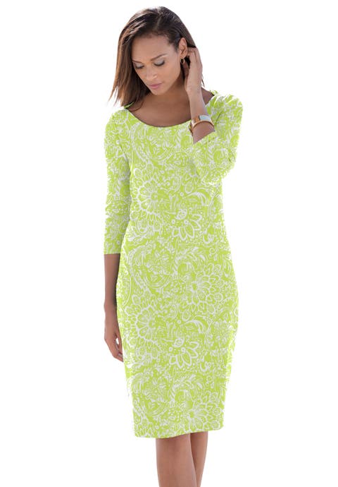 Stretch Cotton Boatneck Shift Dress (Plus)