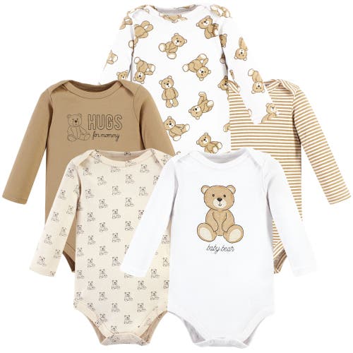 Hudson Baby Cotton Long-sleeve Bodysuits 5-pack In White