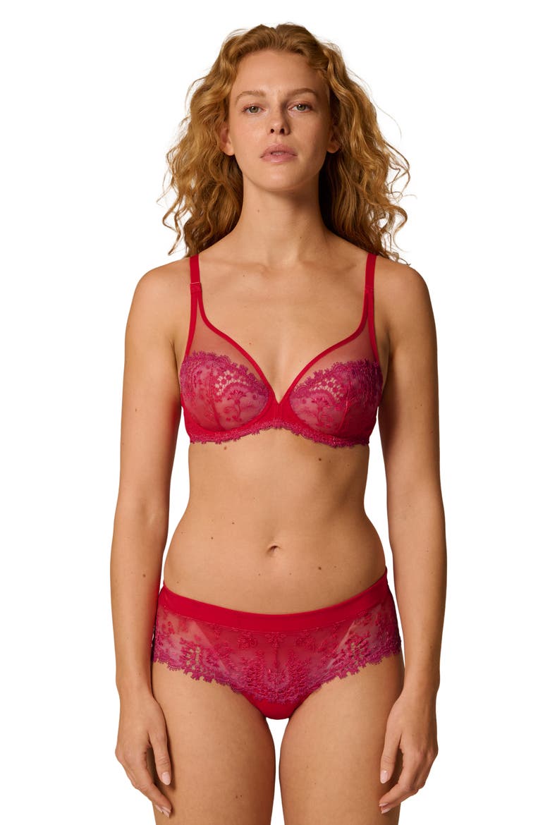 Wish Underwire Plunge Bra, Alternate, color, RAINBOW RED