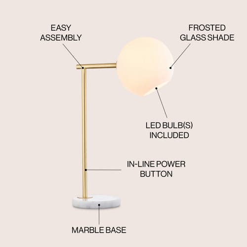 Jonathan Y Charles 20.5" Contemporary Modern Metal/marble Led Table Lamp In Gold