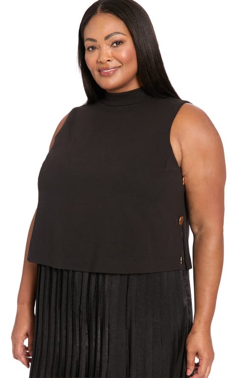 London Times Plus Size Sleeveless A-line Midi Dress In Black