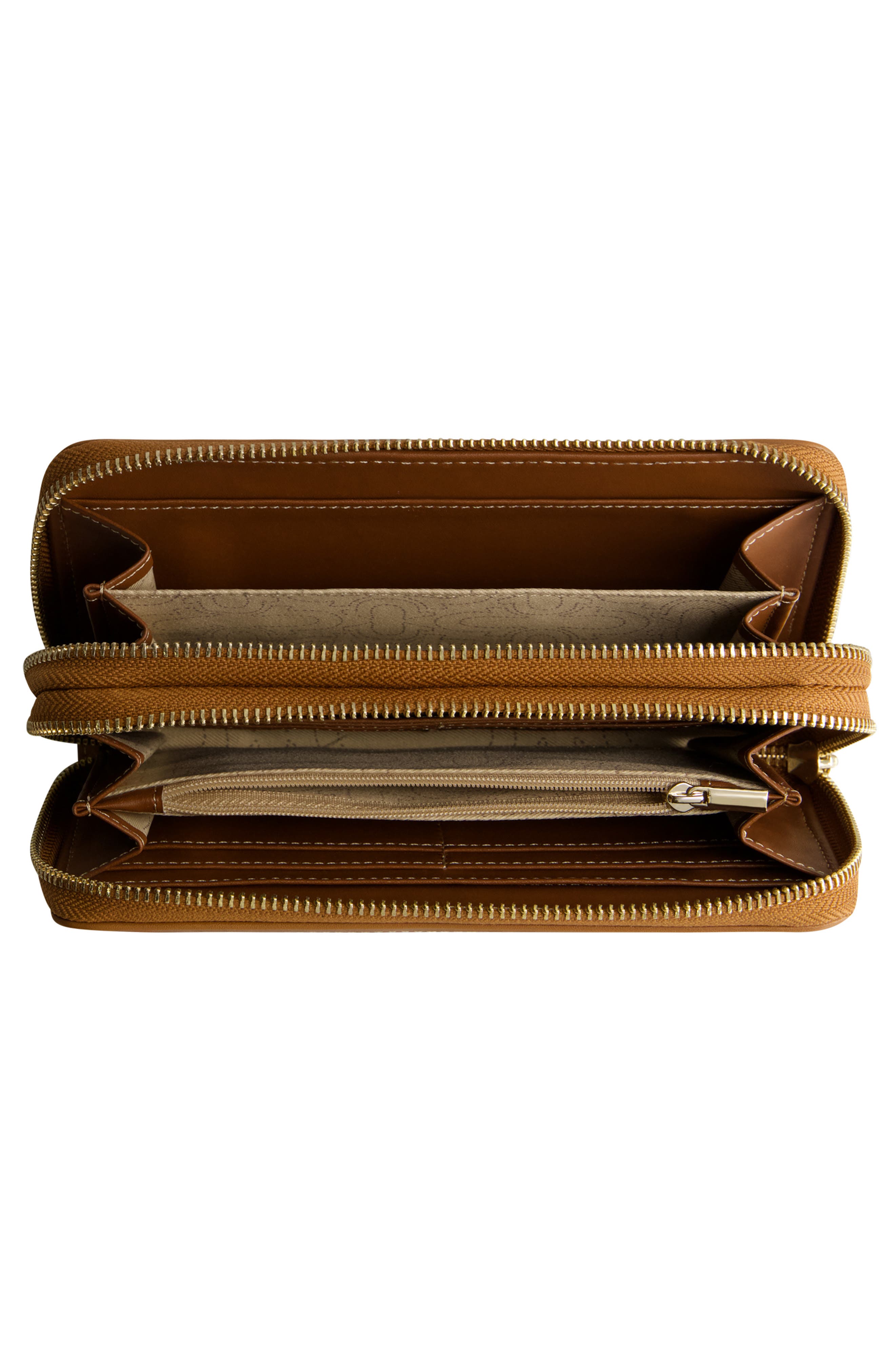 Buddha Patch Double Zip Chain Wallet, Alternate, color, DARK DENIM
