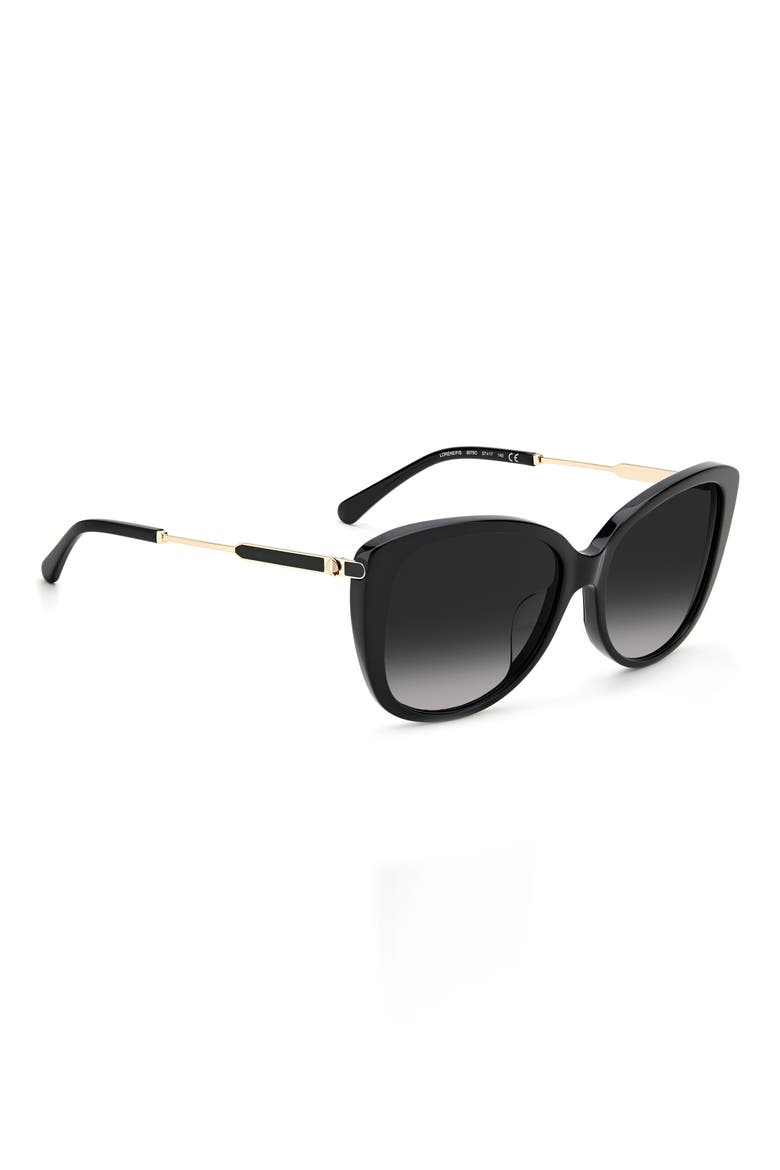 57mm lorene cat eye sunglasses, Alternate, color, BLACK/ GREY SHADED