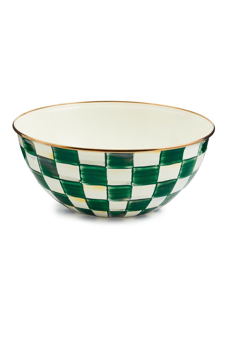 Emerald Check Large Everyday Bowl, Main, color, EMERALD